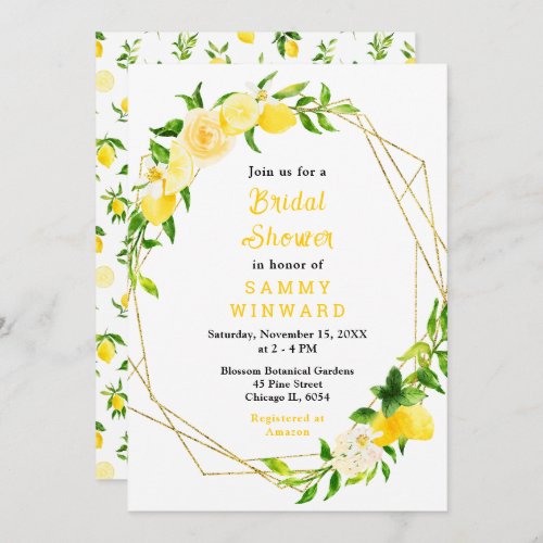 Lemons and Foliage Bridal Shower Invitation