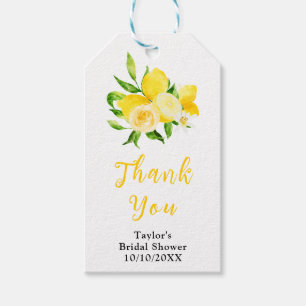 Lemons and Foliage Bridal Shower Thank You Gift Tags