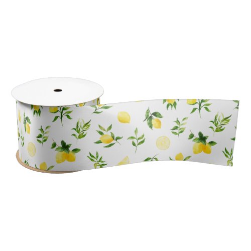 Lemons and Foliage Pattern Satin Ribbon