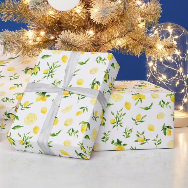 Lemons and Foliage Pattern Wrapping Paper (Holidays)