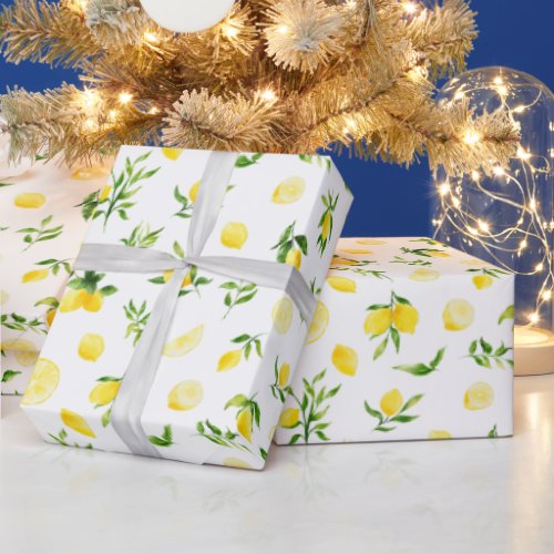 Lemons and Foliage Pattern Wrapping Paper