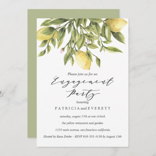 Lemons and Foliage Wedding Engagement Party v2 Invitation