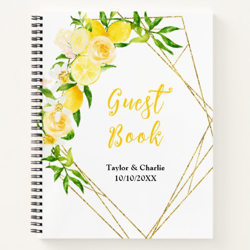 Lemons and Foliage Wedding Guest Book