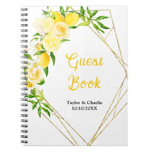 Lemons and Foliage Wedding Guest Book