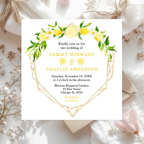 Lemons and Foliage Wedding Invitation