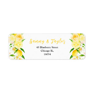 Lemons and Foliage Wedding Label