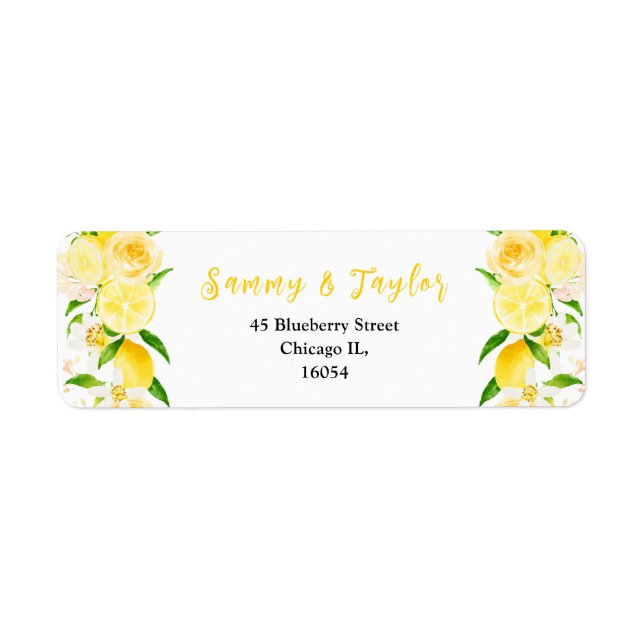 Lemons and Foliage Wedding Label (Front)
