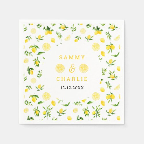 Lemons and Foliage Wedding Napkins