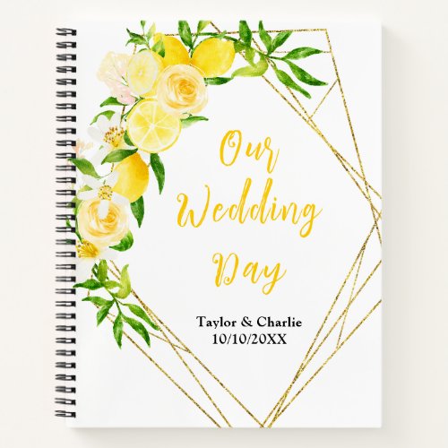 Lemons and Foliage Wedding Planner Notebook