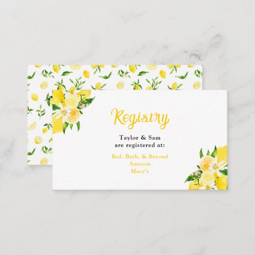 Lemons and Foliage Wedding Registry Enclosure Card