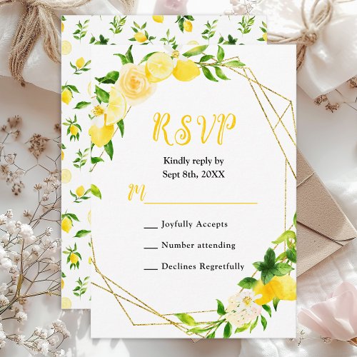 Lemons and Foliage Wedding RSVP Card