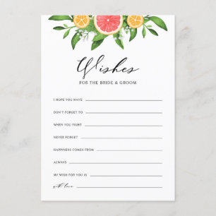 Lemons and Grapefruit Wishes for Bride and Groom Enclosure Card