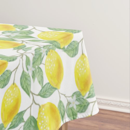 Lemons And Green Leaves Tablecloth
