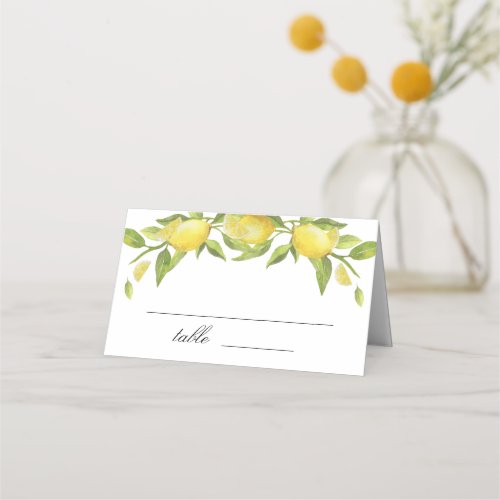 Lemons and Greenery Blossom Wedding Place Card