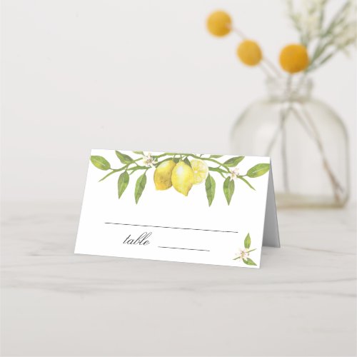 Lemons and Greenery Blossom Wedding Place Card