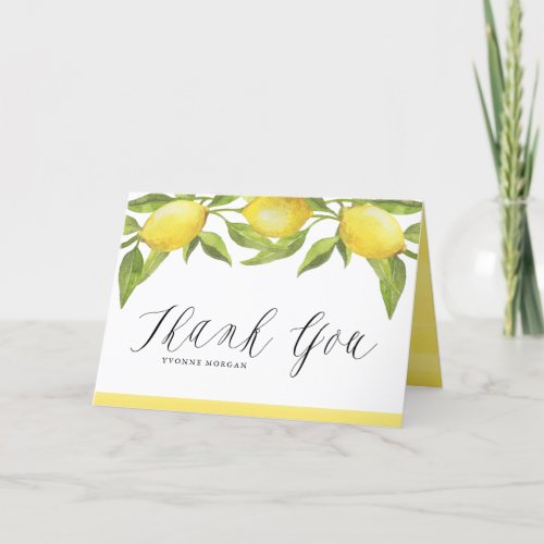 Lemons and Greenery Garland Wedding Thank You Card