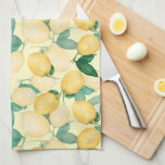 Lemons and Greenery Kitchen Kitchen Towel<br><div class="desc">Elegant watercolor painting of lemons and greenery on a pale lemon yellow background is a beautiful accent to brighten your kitchen or give as a gift. MATCHING items in our store.</div>