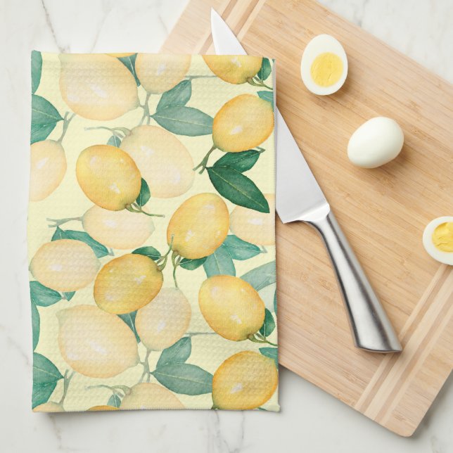 Lemons and Greenery Kitchen Towel (Quarter Fold)