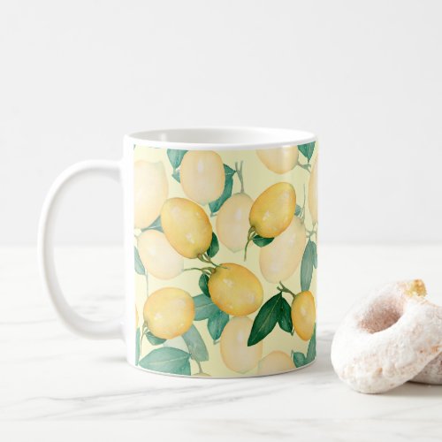 Lemons and Greenery Watercolor Coffee Mug