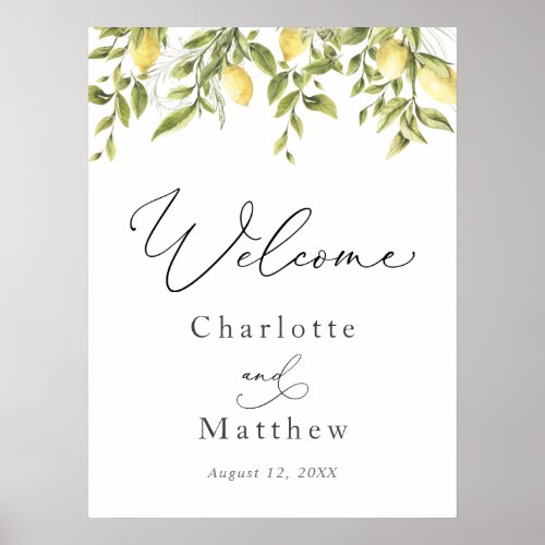 Lemons and Greenery Wedding Welcome Sign
