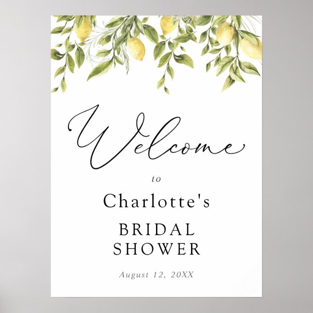 Lemons and Greenery Wedding Welcome Sign (Front)