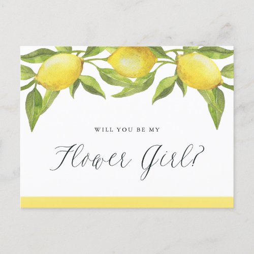 Lemons and Greenery Will You Be My Flower Girl Announcement Postcard