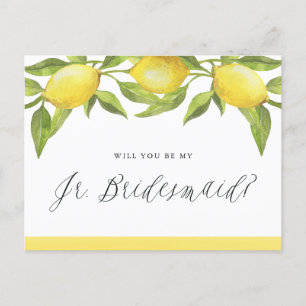 Lemons and Greenery Will You Be My Jr. Bridesmaids Announcement Postcard