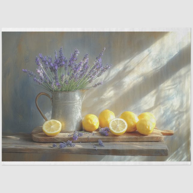 Lemons and Lavender Kitchen Still Life Decoupage Tissue Paper (Front)
