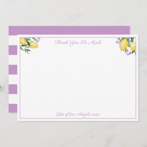 Lemons And Lavender Yellow Purple Bridal Shower Thank You Card