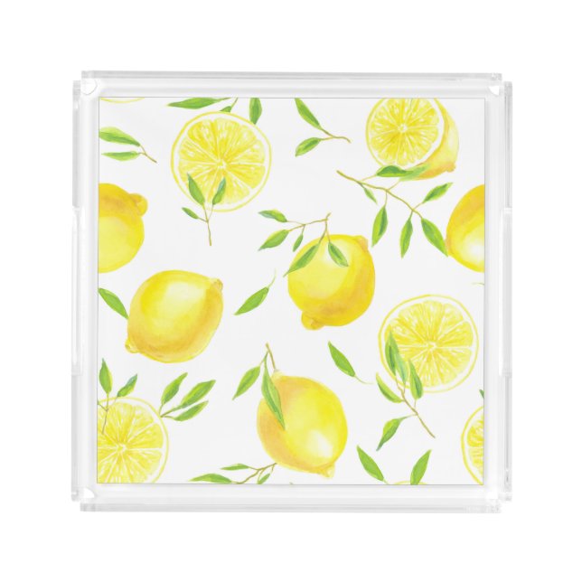 Lemons and leaves acrylic tray (Front)