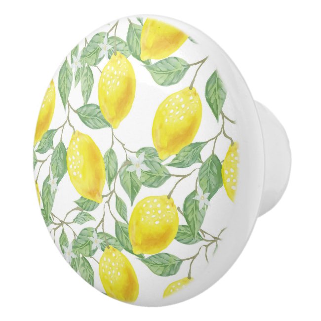Lemons and Leaves Ceramic Knob