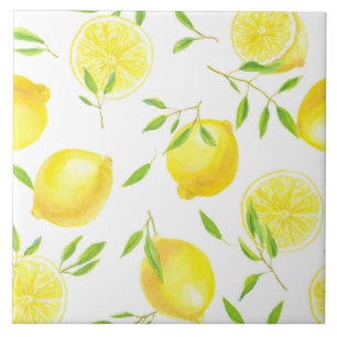 Lemons and leaves ceramic tile