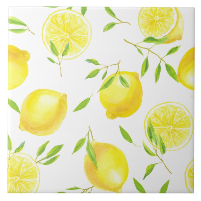 Lemons and leaves ceramic tile (Front)
