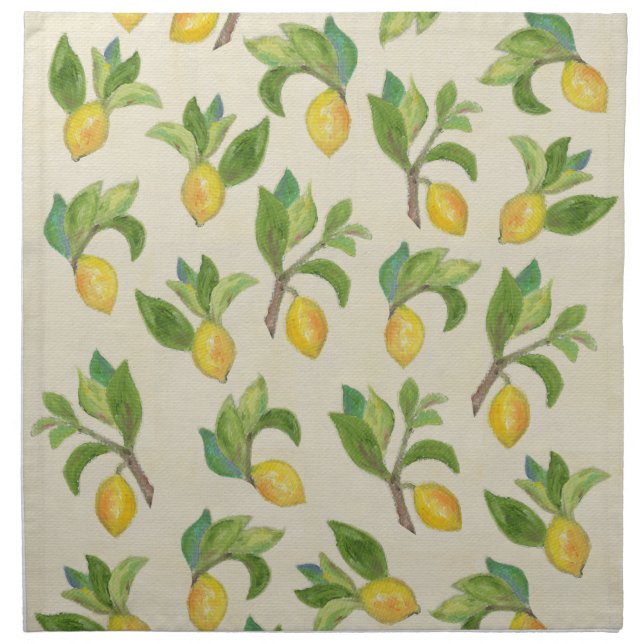 Lemons and Leaves cloth napkins (Front)