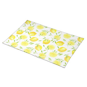 Lemons and leaves cloth placemat