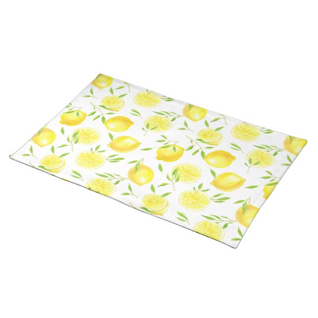 Lemons and leaves cloth placemat (On Table)