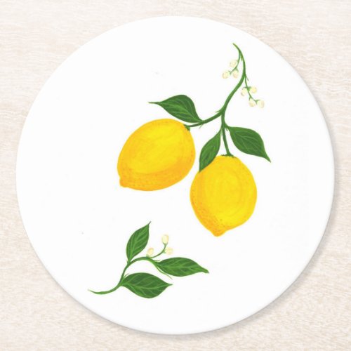 Lemons and leaves Coaster