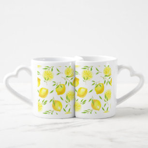 Lemons and leaves coffee mug set