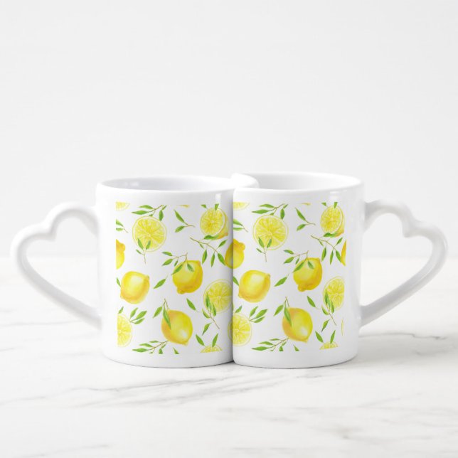 Lemons and leaves coffee mug set (Front Nesting)