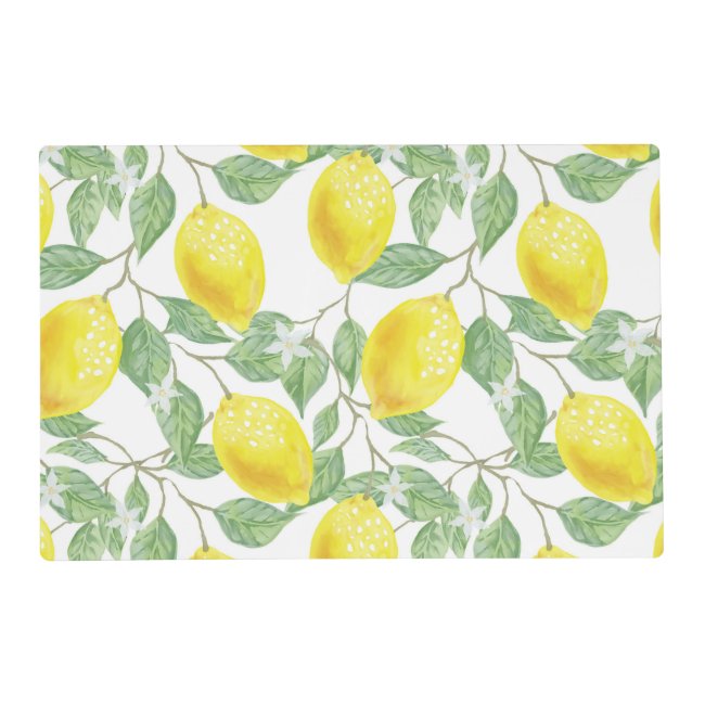 Lemons and Leaves Design Laminated Placemat