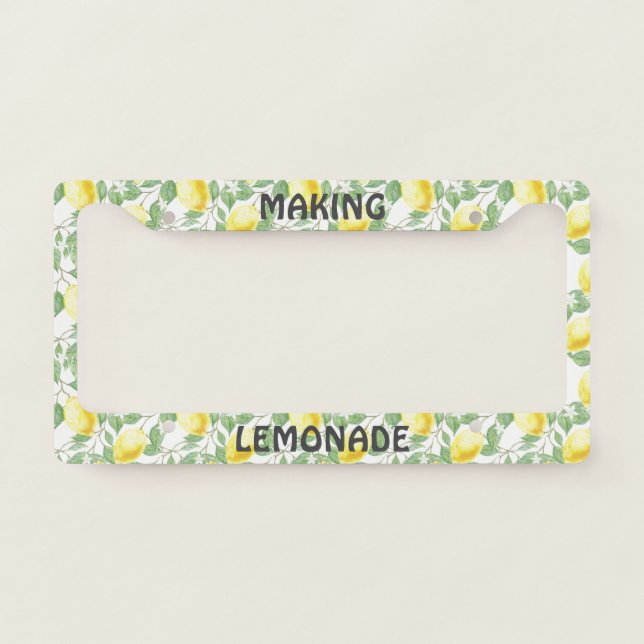 Lemons and Leaves Design License Plate Frame (Front)