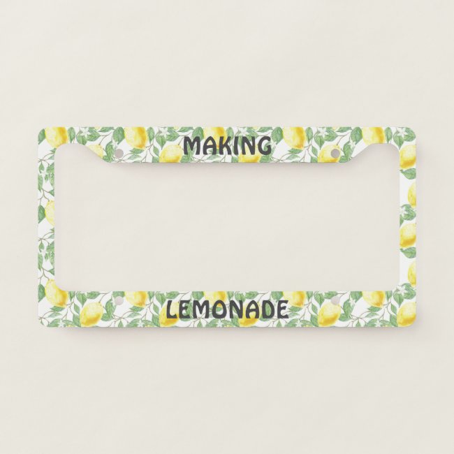 Lemons and Leaves Design License Plate Frame