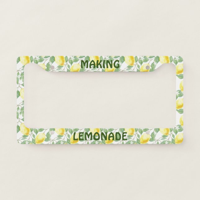 Lemons and Leaves Design License Plate Frame (Front)
