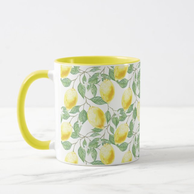 Lemons and Leaves Design Mug (Left)