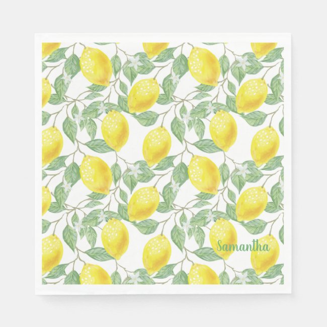 Lemons and Leaves Design Napkins