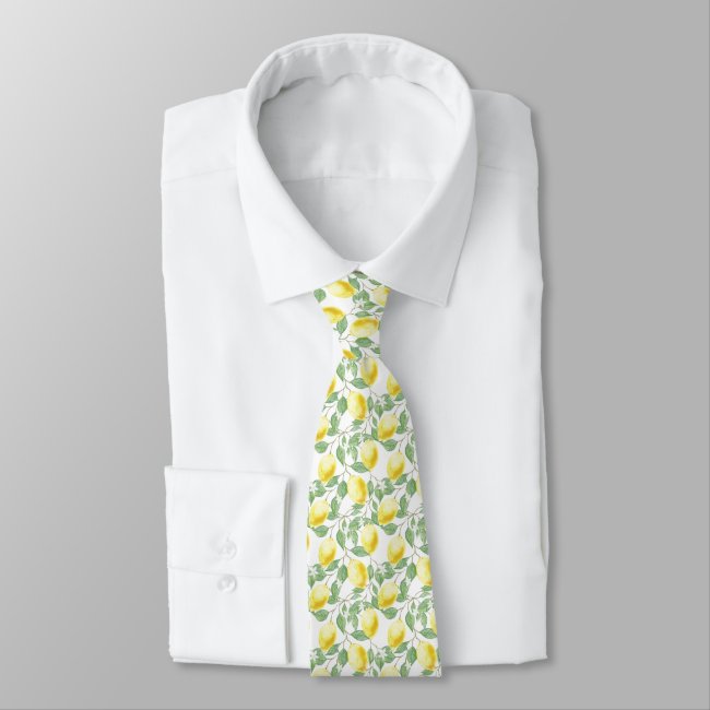 Lemons and Leaves Design Necktie