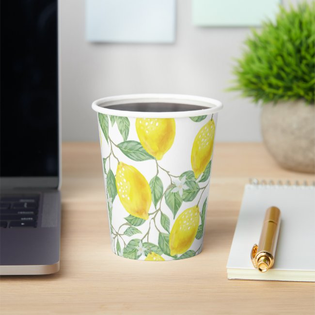 Lemons and Leaves Design Paper cup