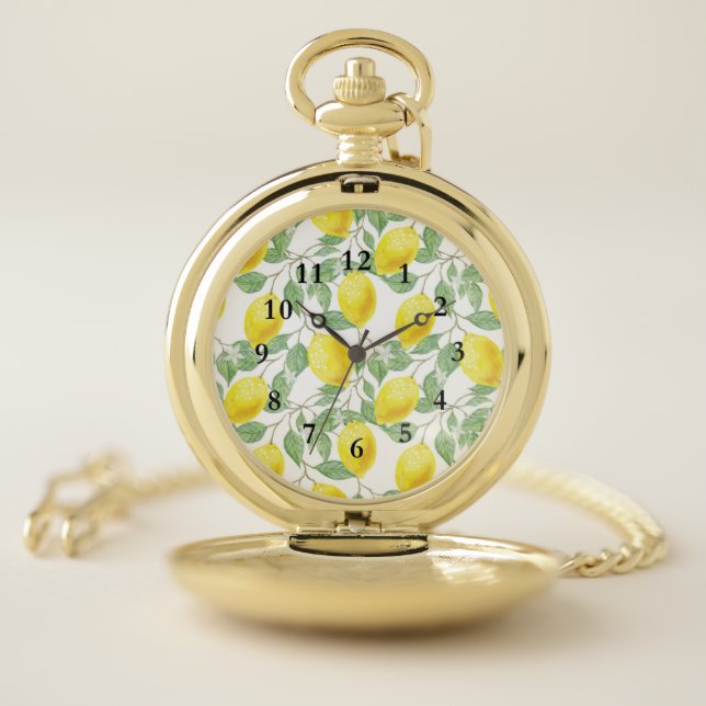 Lemons and Leaves Design Pocket Watch (Inside)