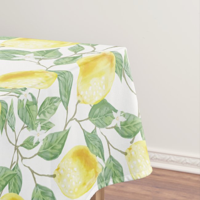 Lemons and Leaves Design Tablecloth