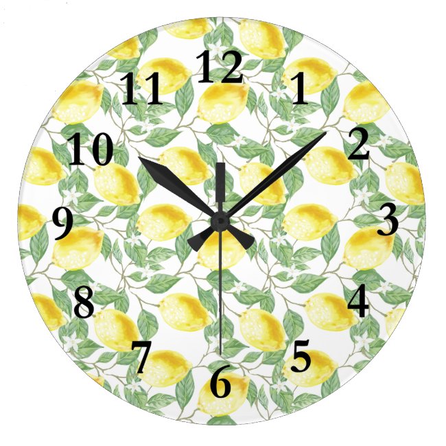 Lemons and Leaves Design Wall Clock